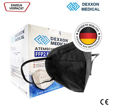 Dexxon Medical Atemschutzmaske FFP2 NR CE2163 (Schwarz)