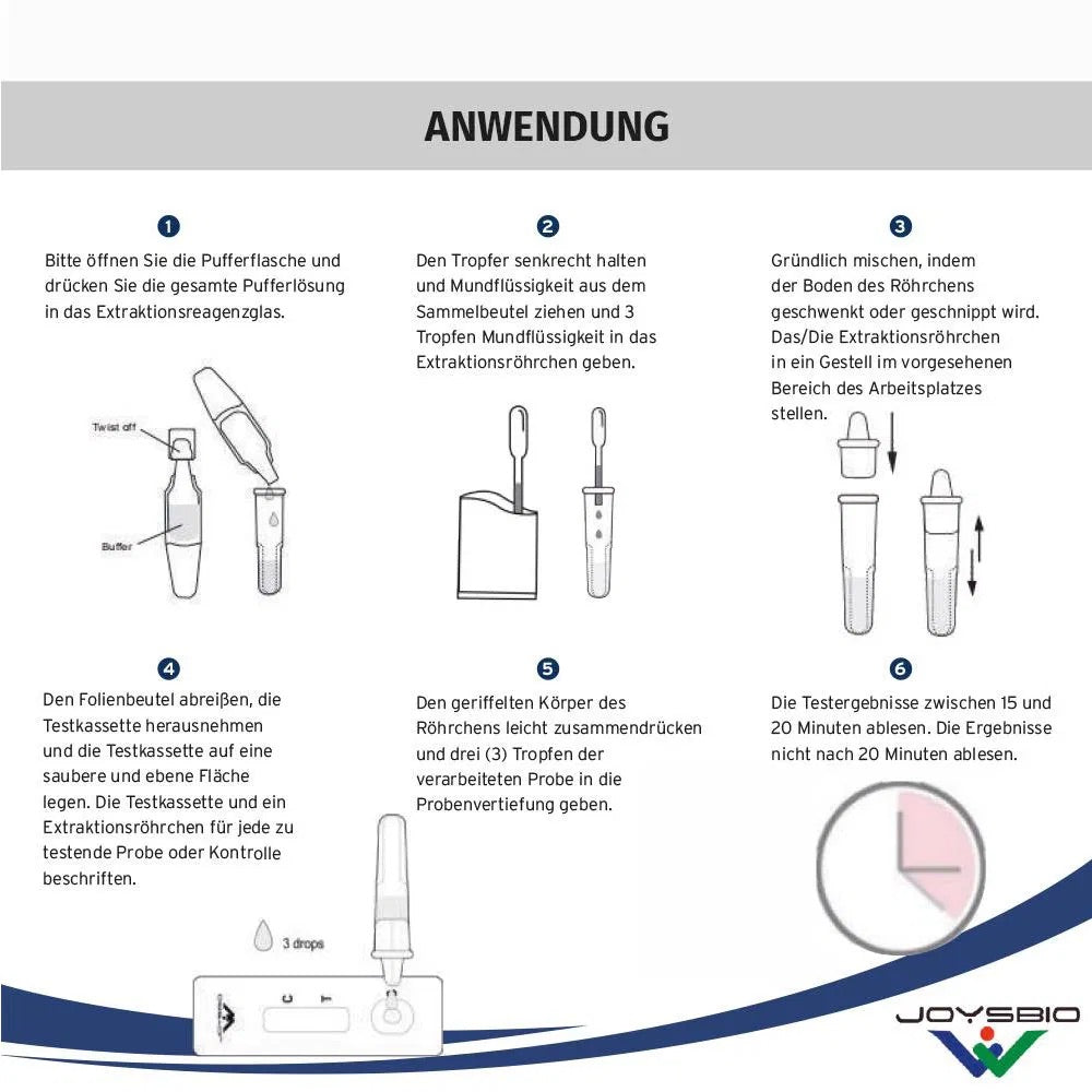 Joysbio 1er Pack, Spucktest | SARS-CoV-2 Antigen Rapid Test Kit