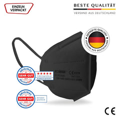 KOUMASK FFP2 Maske schwarz I einzeln verpackt I CE-Kennzeichnung I 100 Stück