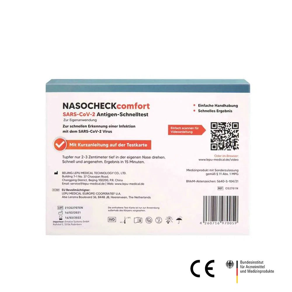 LEPU NASOCHECK Comfort SARS-CoV-2 Antigen Schnell Test | BfArM Gelistet Laientest