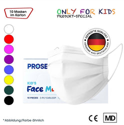 PROSEG Medizinische Kinderschutzmasken, EN 14683 Typ IIR (10er Pack, verschiedene Farben)