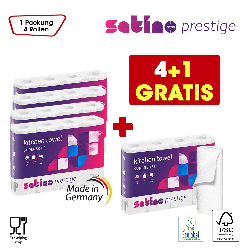 4+1 GRATIS – Satino prestige Küchenrolle-Premium Qualität, 3-lagig