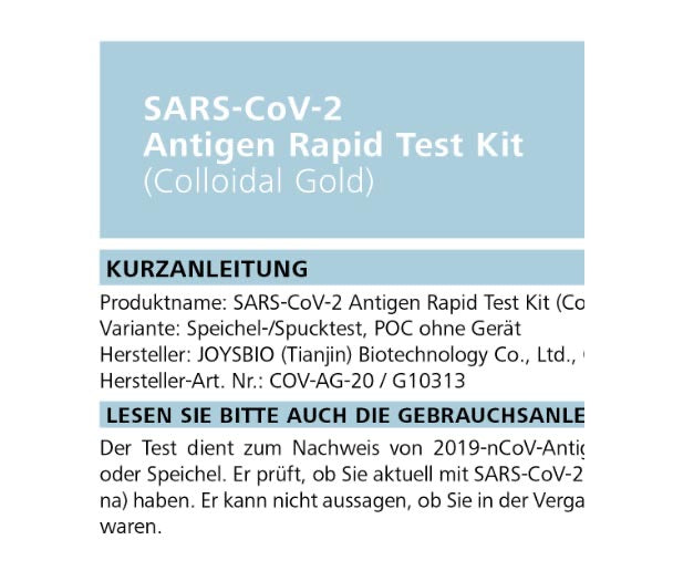 Joysbio 20er Pack | SARS-CoV-2 Antigen Rapid Test Kit